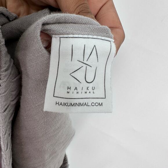 Haiku + Minimal Azarin Linen Pants Drawstring Waist Gray M Adjustable Breathable - Picture 6 of 7